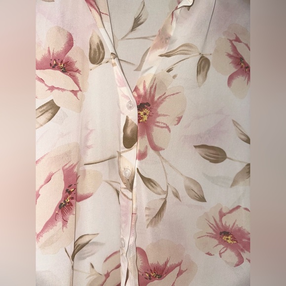 Sheer Floral Shirt - Ivory/Combo - Size Large - Picture 7 of 11